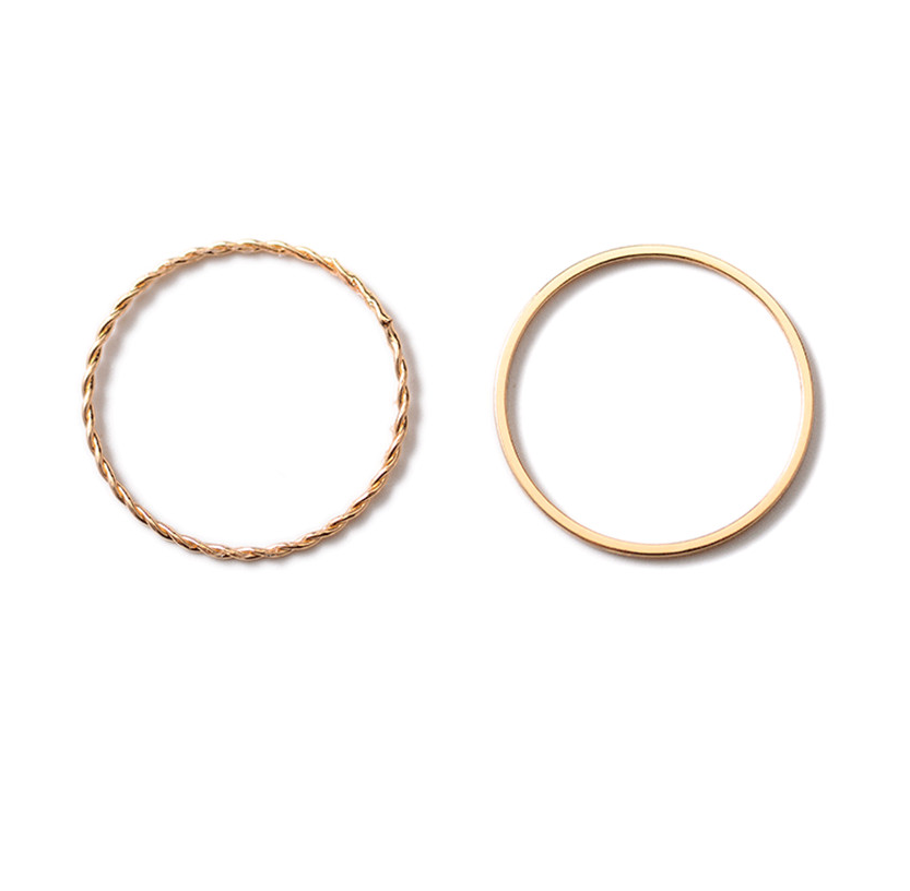 Metal Electroplated Twist Geometric 2-piece Ring Set – Surprise Gifts — 1