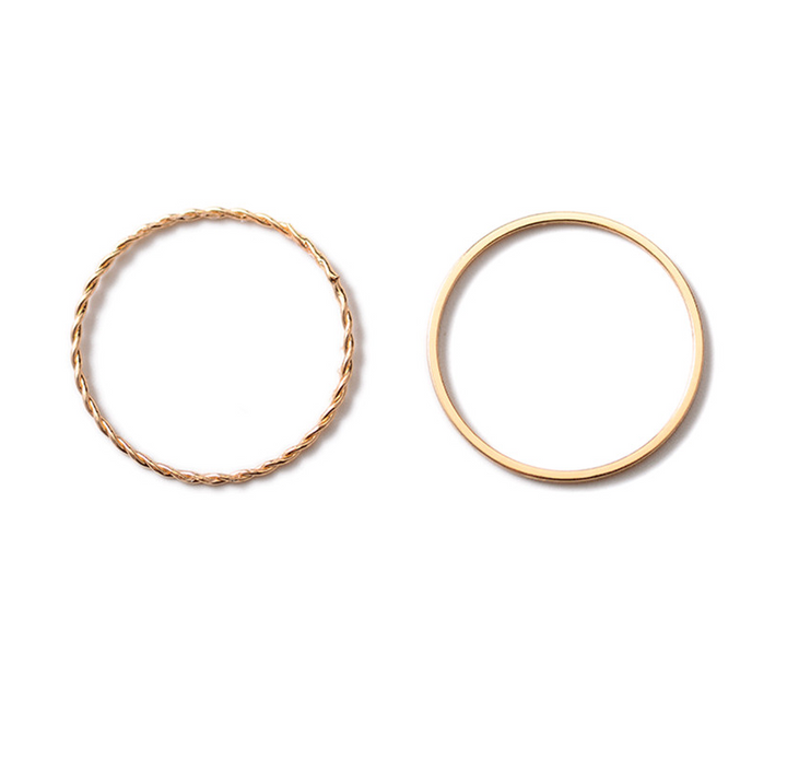 Metal Electroplated Twist Geometric 2-piece Ring Set – Surprise Gifts — 1