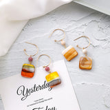 Geometric square colored striped square earrings – Practical Gifts — 6