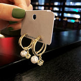 Korean Pearl Zircon Exaggerated Fashion Hoop Earrings – Stylish Gifts — 5