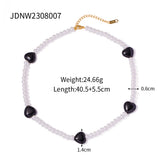 Women's Black Heart-shaped Glass Pearl Necklace – Jewelry Gift Ideas — 12