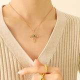 Emerald Zircon Necklace Titanium Steel 18K Gold – Jewelry Gift Ideas — 4