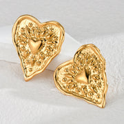Retro Stainless Steel Pleated Texture Love Heart – Gifts for Couples — 2