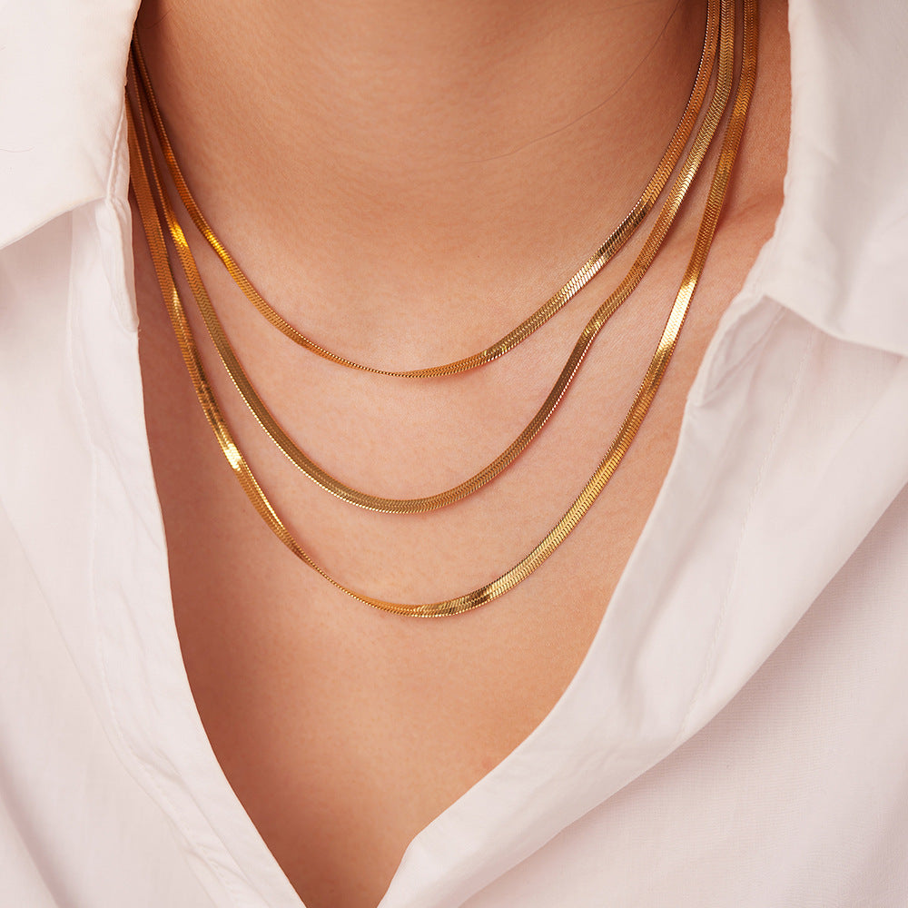 Geometric 18K Gold Plated 3mm Snake Chain Layer – Jewelry Gift Ideas — 1