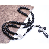 Rosary Necklace Hand-woven Wooden Bead Cross – Jewelry Gift Ideas — 3