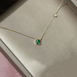 S925 Sterling Silver Necklace Emerald Sugar Cube – Jewelry Gift Ideas — 3