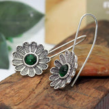 Ancient Silver Lotus Emerald Earrings – Everyday Gifts — 1