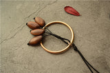 Simple Circle Tassel Wooden Bead Pendant Long – Jewelry Gift Ideas — 8