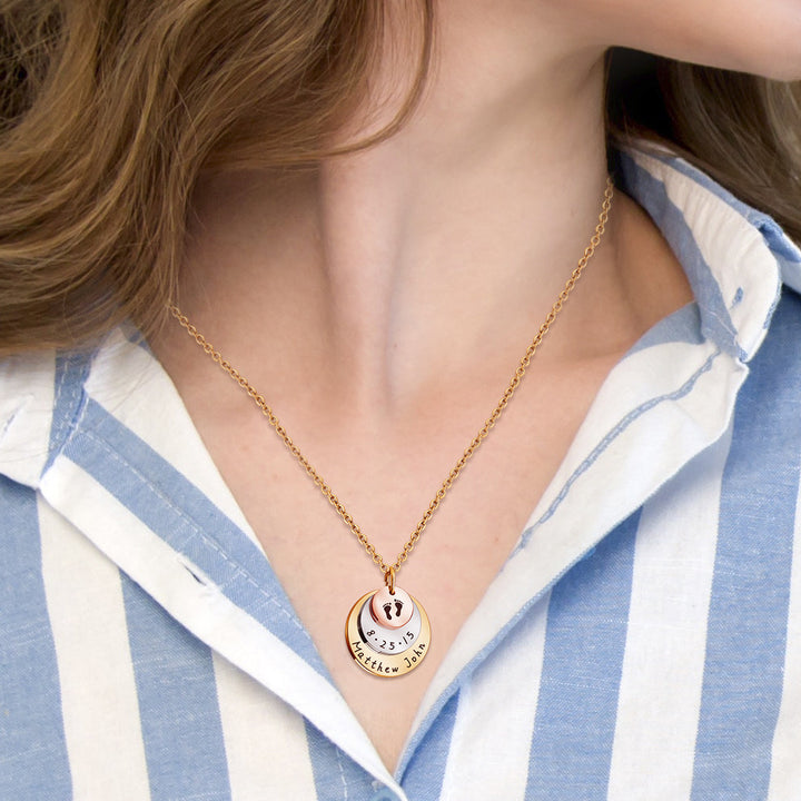 Disc Birth Brand Series Necklace Handprint – Jewelry Gift Ideas — 1