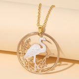 Stylish Round Red-crowned Crane Necklace – Jewelry Gift Ideas — 3