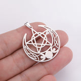 Vintage Stainless Steel Triple Moon Pentagram – Jewelry Gift Ideas — 2