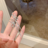 925 Silver Needle Fashion Full Diamond Bow Tassel – Stylish Gifts — 5
