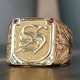 Gold Atmospheric Floral Carving Men's Ring – Gifts for Him — 2