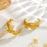 Titanium Steel Feather Rhinestone Earrings Fashion – Stylish Gifts — 2