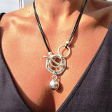 Bohemian Ring Leather Necklace OT Buckle Drop – Jewelry Gift Ideas — 4