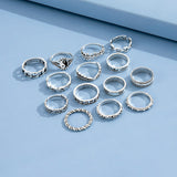 Embossed Elephant Geometric Ring Set Of 14 – Meaningful Gifts — 6