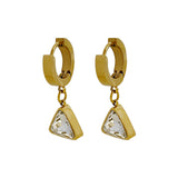 Women's Gold Triangle Zircon Drop Hoop Earrings – Gifts for Her — 6
