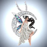 Diamond Moon Angel Pendant Necklace – Jewelry Gift Ideas — 2