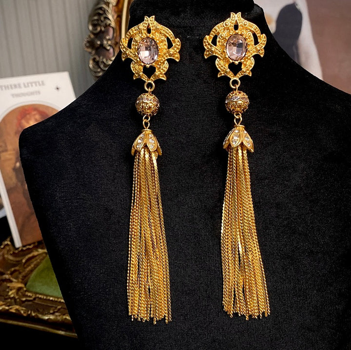 Vintage Court Style Exaggerated Tassel Diamond Silver – Stylish Gifts — 1