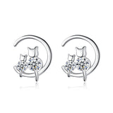 Star Moon Cat Earrings Women's Sterling Silver – Gifts for Her — 1