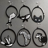 Acrylic Dangle Earrings Round Asymmetric Black – Jewelry Gift Ideas — 11