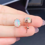 Fashion Natural Opal Stud Earrings S925 Silver – Stylish Gifts — 5
