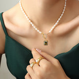 Wind Retro Ornament Clavicle Chain Zircon Freshwater – Practical Gifts — 12