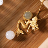 Sterling Silver Hetian Jade Vintage Court Mermaid – Jewelry Gift Ideas — 5