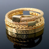 Bangle Braided Bracelet Men's Gold Titanium Steel – Jewelry Gift Ideas — 1