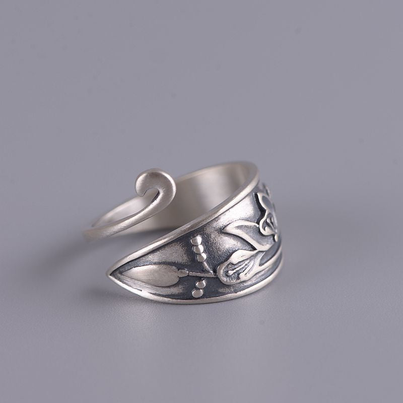 Retro Ethnic Style Lotus Peacock Opening Ring – Stylish Gifts — 1