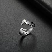 Titanium Steel Ornament Sausage Dog Adjustable Ring – Dog Lover Gifts — 16