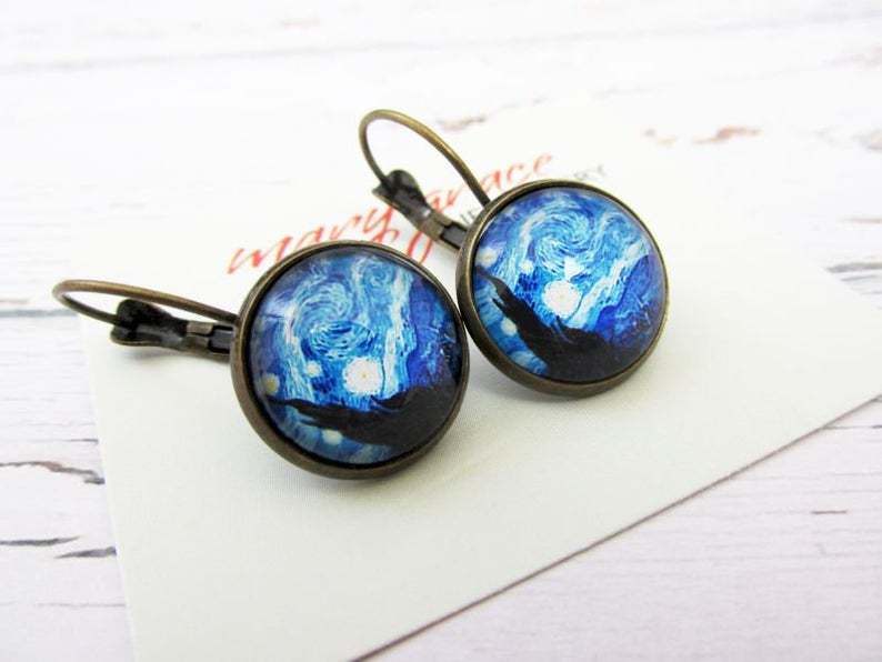 Vintage Flower Arrangement Glass Jewelry Earrings – Jewelry Gift Ideas — 1