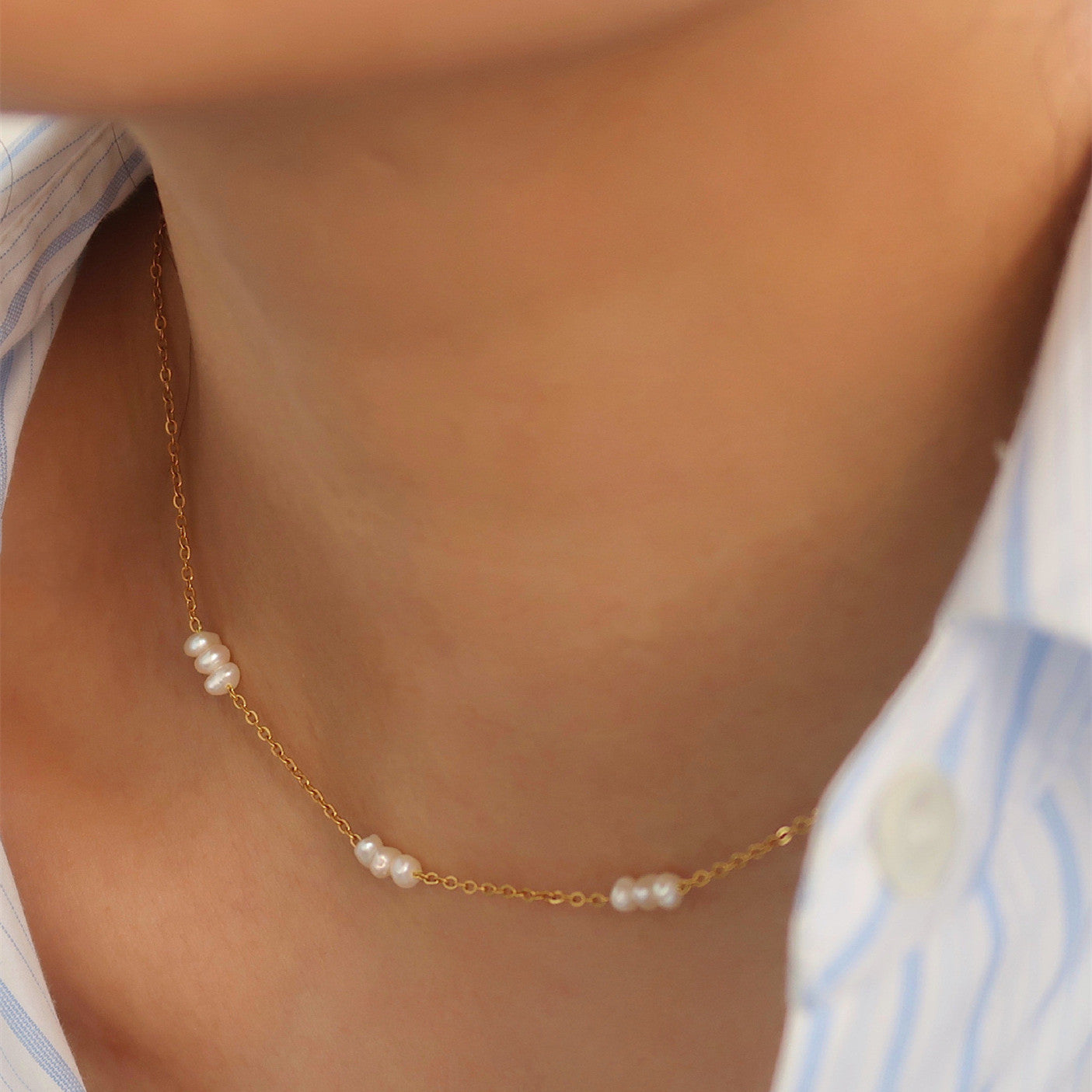 Natural Rice Grain Pearl Simplicity Titanium – Jewelry Gift Ideas — 1