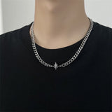 Asterism Stitching Cuban Link Chain Titanium – Jewelry Gift Ideas — 1