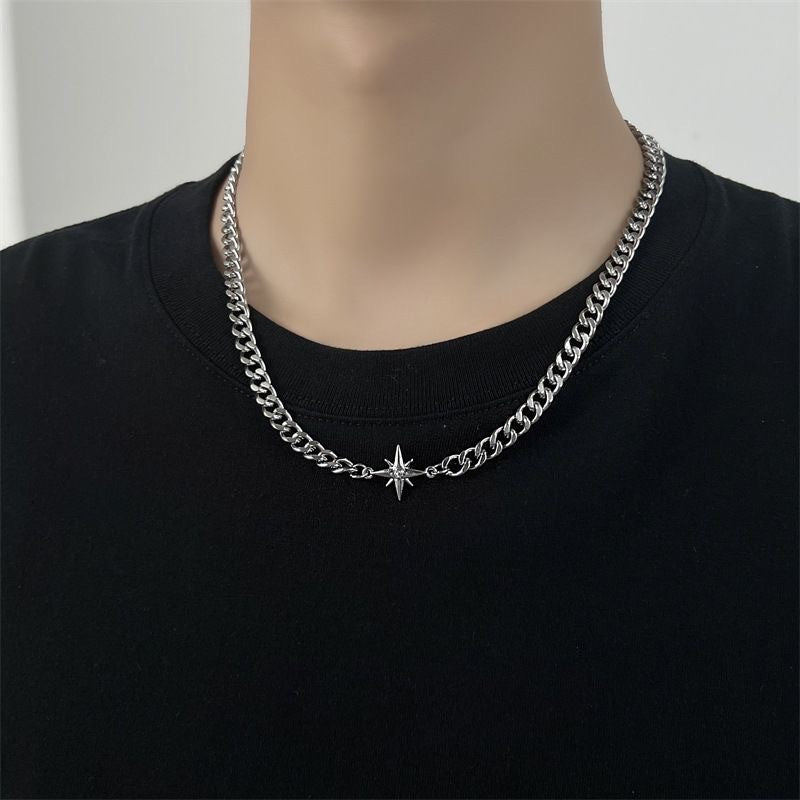 Asterism Stitching Cuban Link Chain Titanium – Jewelry Gift Ideas — 1