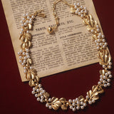Pearl Ginkgo Leaf Vintage Brushed Necklace – Jewelry Gift Ideas — 10