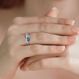 Creative New X-shaped Hollow Sea Blue Zircon Ring – Small Gift Ideas — 1