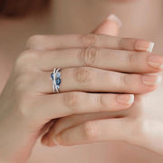 Creative New X-shaped Hollow Sea Blue Zircon Ring – Small Gift Ideas — 1