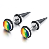 Rainbow Pride Titanium Steel Six Color Stud Earrings – Stylish Gifts — 3