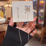 Silver Needle Long Fringed Zircon Earrings – Thoughtful Gifts — 18