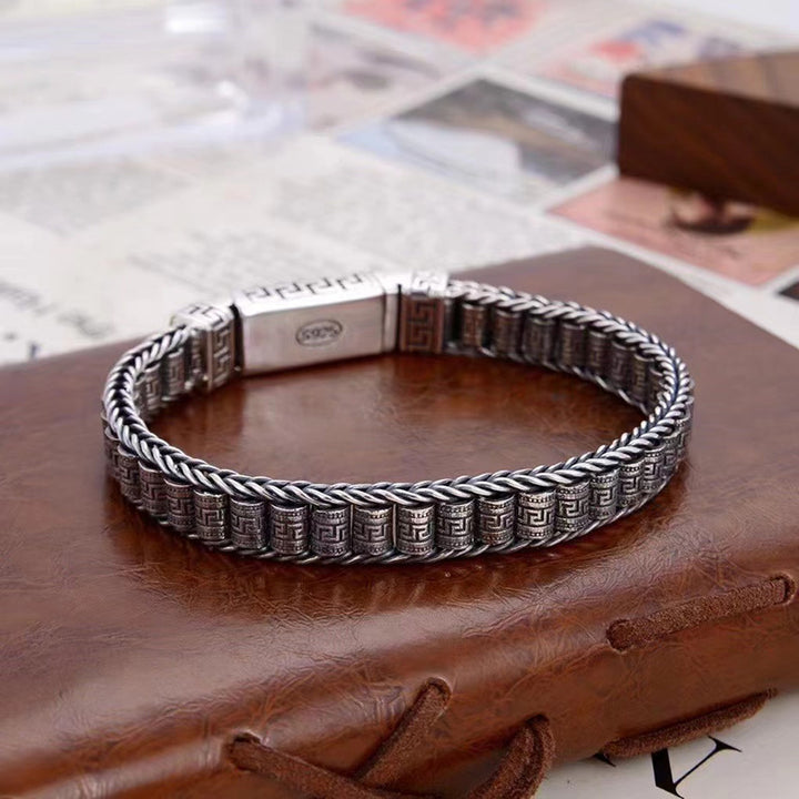 Men's Sterling Silver Fashion Distressed Key Bracelet – Stylish Gifts — 1
