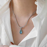 Green Blue Water Drop Pendant Vintage Olive – Jewelry Gift Ideas — 4