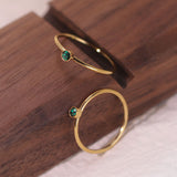 Women's Dark Green Single Diamond Titanium Steel Ring – Gifts for Her — 3