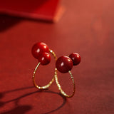 Women's S925 Sterling Silver Cinnabar Ring Niche – Gifts for Her — 9