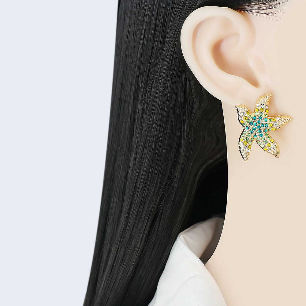 Women's Creative Starfish Full Diamond Stud Earrings – Gifts for Her — 1