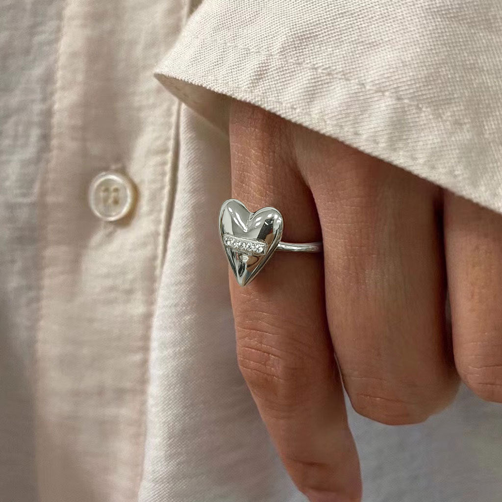 Three-dimensional Loving Heart Zircon Ring For Women – Gifts for Her — 1
