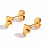 Titanium Steel Earrings 18K Gold Mini Alphabet Letter – Gifts for Her — 11