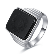 Black Onyx Men's Silver Ring – Gifts for Him — 1