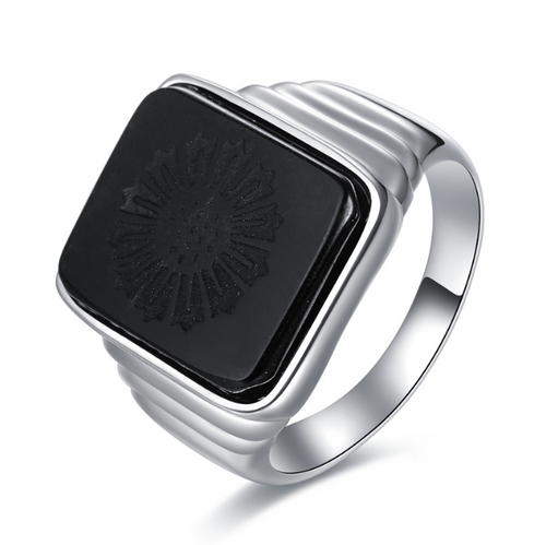 Black Onyx Men's Silver Ring – Gifts for Him — 1
