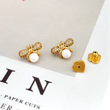 Women's Bee Pearl Grace Silver Stud Earrings – Gifts for Her — 3
